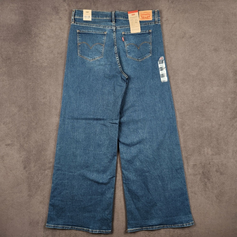 Levis 318 Shaping Wide Leg Jeans Womens 31x32 Blue Medium Wash Stretch Denim NEW - Picture 2 of 11